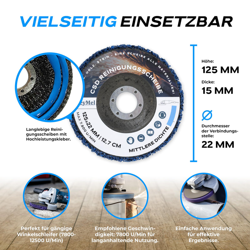 [Australia - AusPower] - MeyMel Pack of 5 Premium CSD Discs 125 mm 3 x Coarse & 2 x Medium | High Performance & Shatterproof Cleaning Disc | For Angle Grinder 125 mm | Rust Remover for Flex | Wood Metal Stone Concrete 60 Coarse (high density), medium (medium density) 