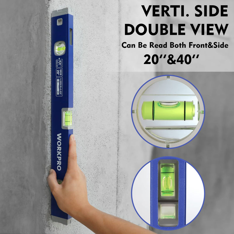 [Australia - AusPower] - WORKPRO 3-Piece Spirit Level Set (12", 20", 40") and WORKPRO 3-Pack Measuring Tape for Body 
