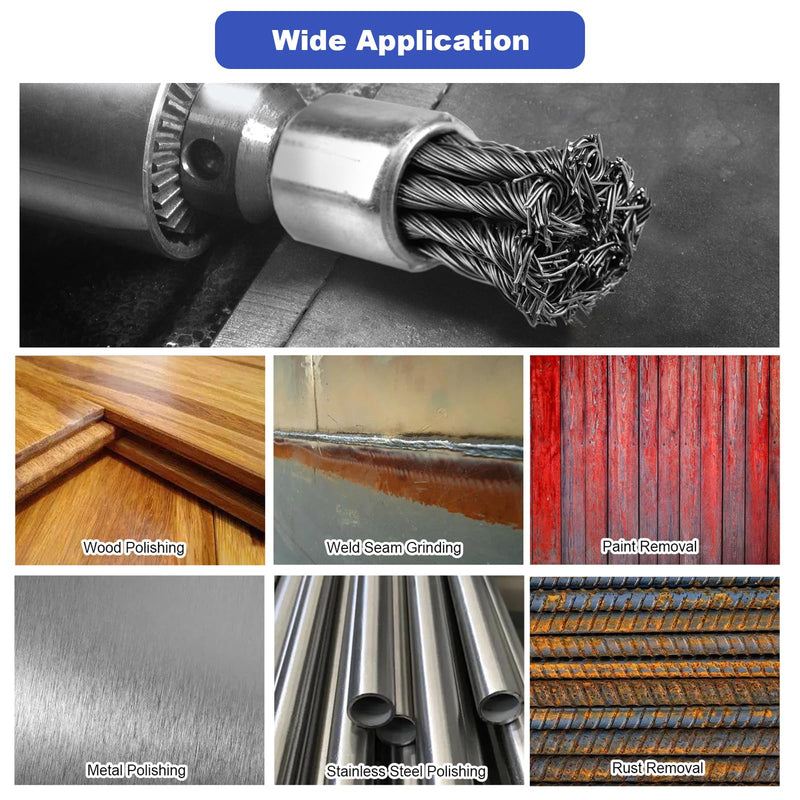 [Australia - AusPower] - LSTOPGO Wire Brush for Drill, 6.35 mm Mandrel, Wire Brush for Rust, Corrosion, Paint Removal, Pack of 9, 20 mm, 25 mm, 30 mm 