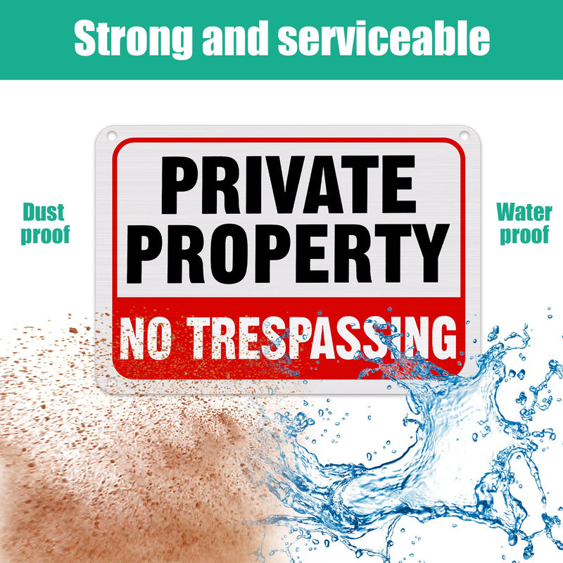 LEIFIDE 12Pcs No Trespassing Private Property Signs 7" x 10"Metal Reflective Aluminum No Trespassing Sign Weatherproof Warning for Property Security (Classic Red & White,Red, Black, White,7 x 10 Inch) Classic Red & White Red, Black, White 7 x 10 Inch