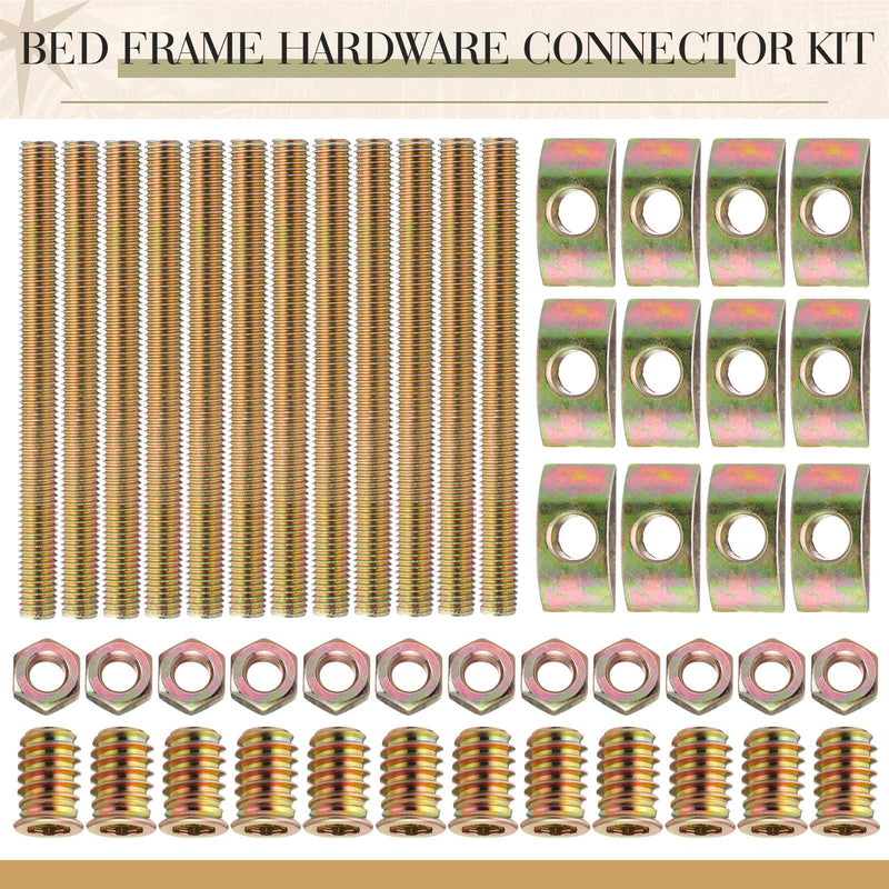 [Australia - AusPower] - Tandefio 12 Sets Bed Frame Hardware Connector Kit M8x100 mm Panel Furniture Wardrobe Four-in-one Connectors Fittings, Bed Assembly Fasteners Bolts Nuts Threads Half Moon Spacers 