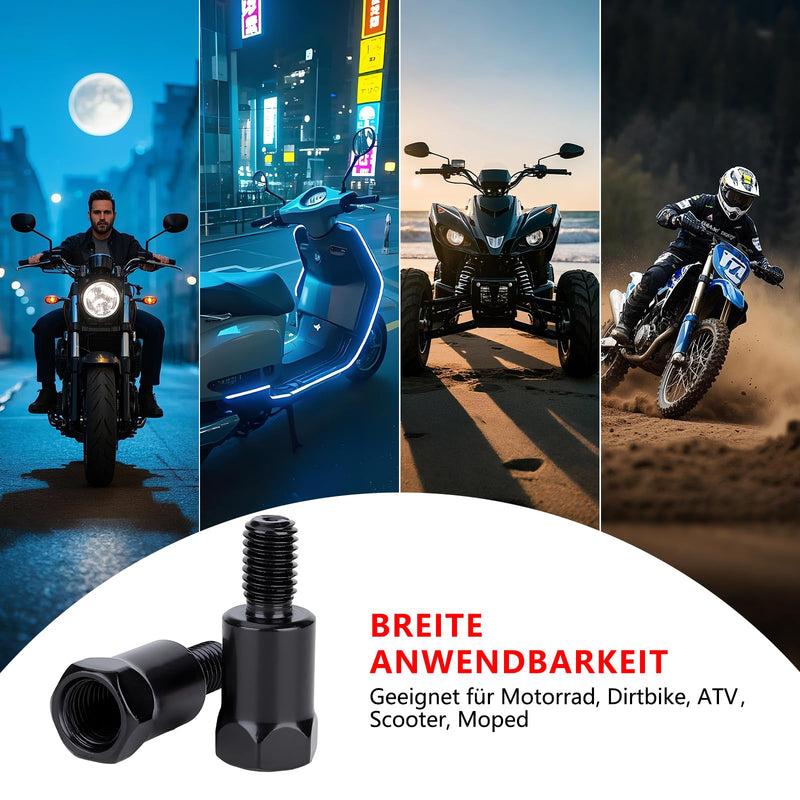 Motorcycle Mirror Adapter M10 Right Thread to M10 Left Thread Scooter Mirror Adapter M10 to M10 (Pack of 2) M10 RH to M10 LH