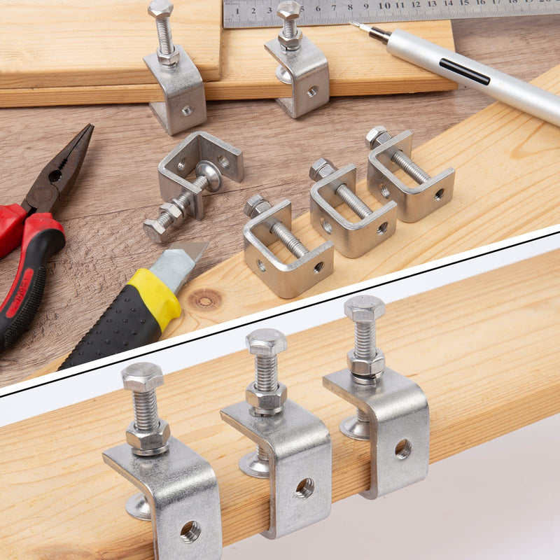 [Australia - AusPower] - 2 Pack 304 Stainless Steel Small C Clamps 1 Inch Mini C-Clamps Heavy Duty With Wide Jaw Opening for Woodworking and Welding Mounting (30mm) 1 3/16 inch?2pcs 
