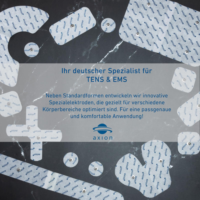 Compatible electrodes SANITAS BEURER BOOTS - 20 TENS & EMS pads for electrostimulation machines - 3.5mm button - axion brand quality | Compatible with Beurer TENS device and EMS muscle stimulator (eg EM49, EM56) & Sanitas (eg SEM43, SEM44). Reusable