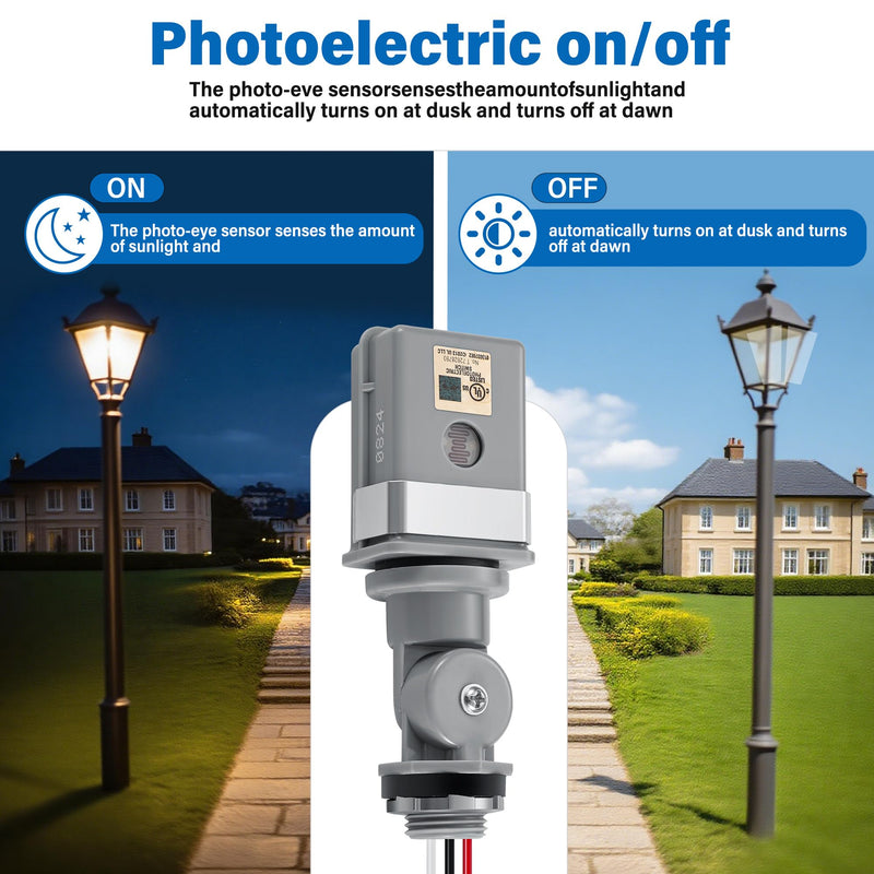 [Australia - AusPower] - 2 Pack Photocell Sensor for Outdoor Light, 120VAC 50/60 Hz IP54 Waterproof Photoelectric Switch, Automatic Dusk to Dawn Sensor for Yard, Garden, Driveway Lighting 
