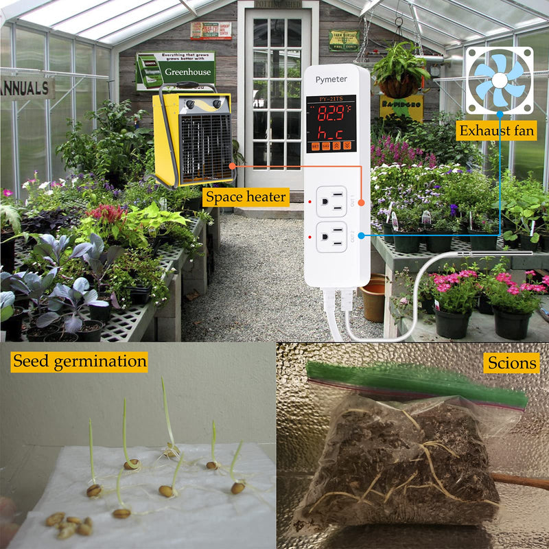 [Australia - AusPower] - Attic Fan Thermostat Controller Temperature Switch Plug Outlet for Seedlings, Germination, Rooting, Greenhouse, Fermentation, Reptile, Terrarium Heating Mats 
