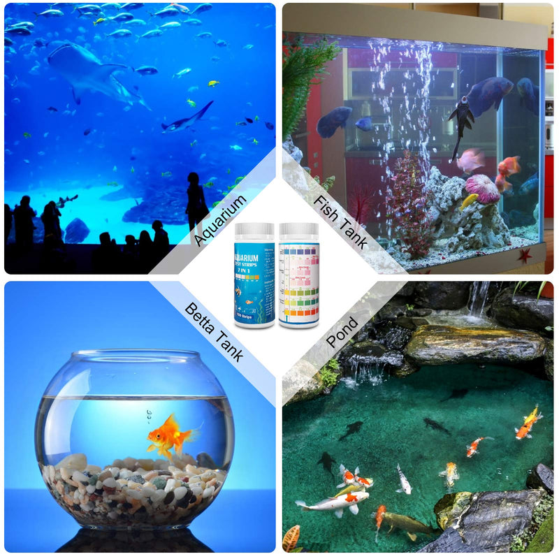 [Australia - AusPower] - Aquarium Test Strips for Freshwater Fish: 7 in 1 Fish Tank Water Testing Kit for Aquarium Pond - Accurate Testing Nitrate Nitrite Hardness Free Chlorine pH Carbonate Total Alkalinity-100 Strips 7 in 1 - 100 Count 