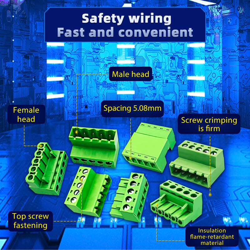 [Australia - AusPower] - 10pairs 5 Pin 5.08mm Pitch PCB Mount Screw?10Pcs 5 Pin Phoenix Type Connector PCB Mount Screw Terminal Block Connector with 10Pcs 5 Pin Plug 5.08mm 5 Pin 
