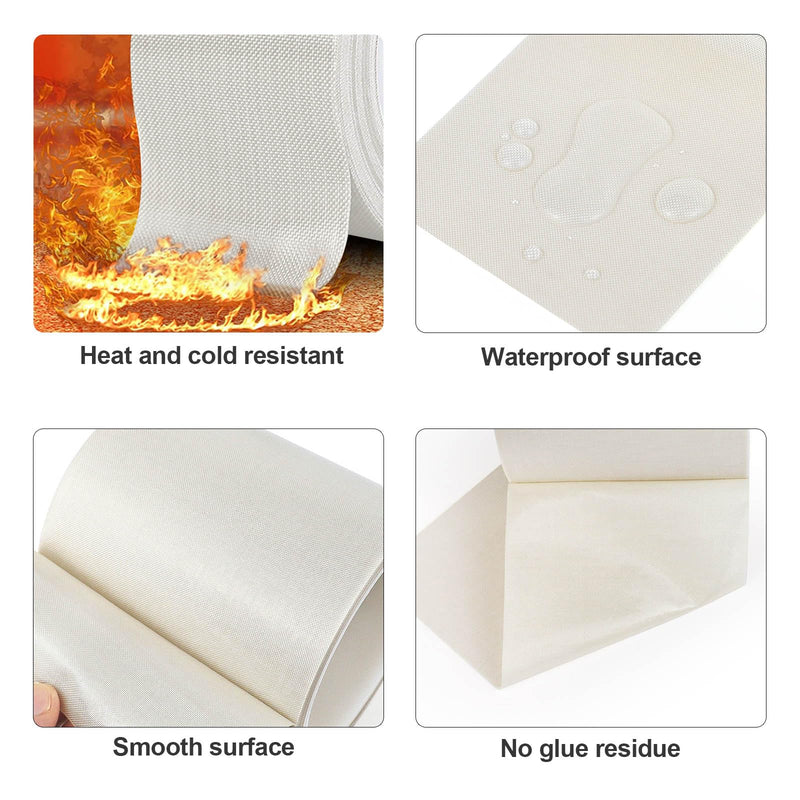 BOMEI PACK White PTFE Teflonn Glass Cloth Tape, 4inch x 33ft High Temperature Tape Fiberglass Adhesive, Heat Resistant for Fabric,High-Speed Sealing Machine,Vacuum Sealer Machine,1 Pack