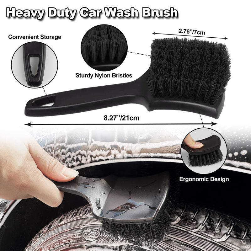 [Australia - AusPower] - 7Pcs Car Wheel Brush kit, Tire Brush, Wheel Cleaner Brush, Soft-bristled Rim Cleaner Brush, Tire Shine Applicator Pad, Car Detailing Brushes, Wheel Brushes for Cleaning Wheels,Tires 