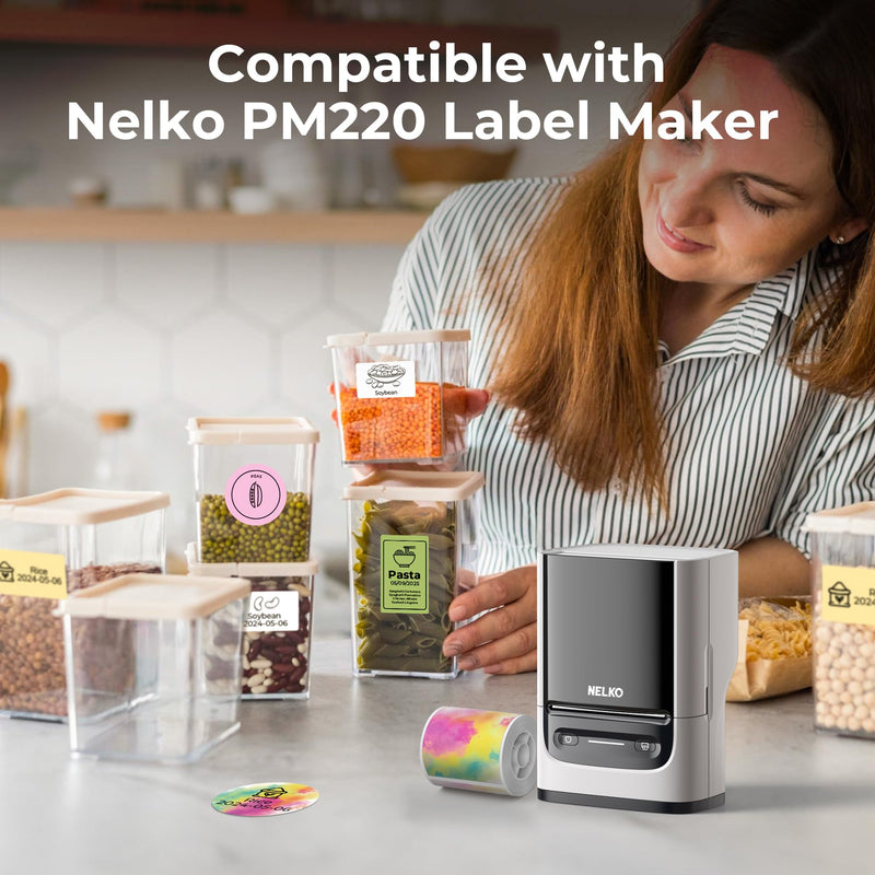 Thermal Labels for Nelko PM220 Label Maker, 2 inch (50mm) Round Thermal Label, Waterproof, Multi-Purpose Label Tape, 1 Roll of 150 Self-Adhesive Thermal Paper (Gradient Color) Gradient Color