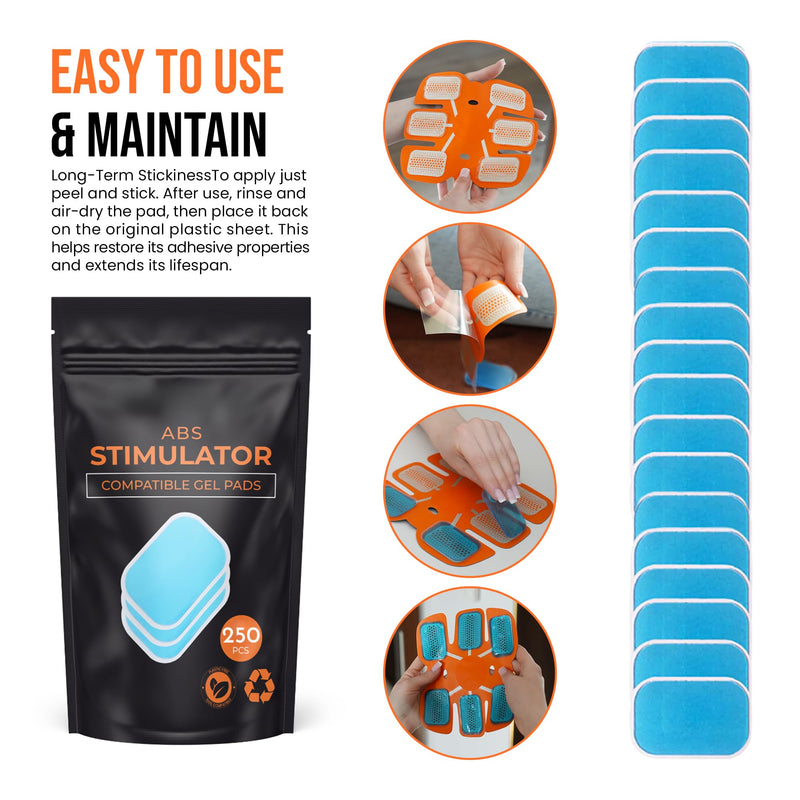 Gel Pads for Abs Stimulator – Hydrogel Pads for EMS AB Trainer, Abdominal Toner Belts & Muscle Toners – Conductive, Skin-Friendly & Long-Lasting EMS Accessories 10 Pcs