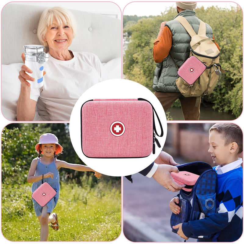 Klawdsky Carrying Case for Portable Nebulizer, Travel Medical Bag, Hard Emergency Medical Bag for Inhaler Spacer Case for Adults(Bag Only) (Pink)