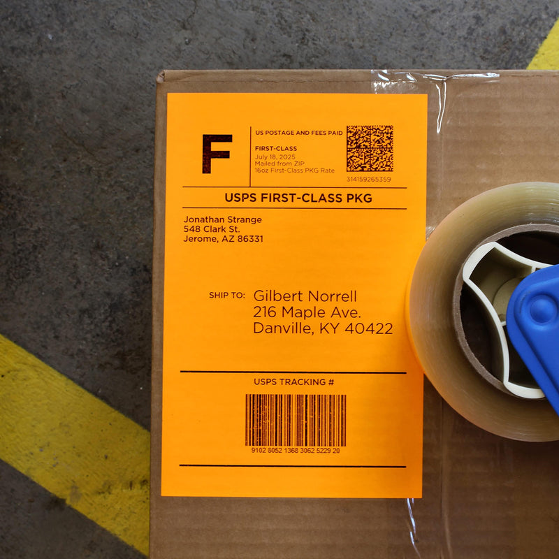 ChromaLabel 8.50 x 5.50 Inch Half Sheet Fluorescent Shipping Labels for Laser and Inkjet Printers, Fluorescent Orange