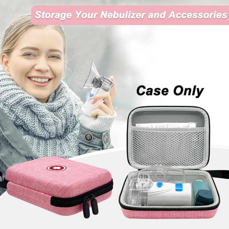 Klawdsky Carrying Case for Portable Nebulizer, Travel Medical Bag, Hard Emergency Medical Bag for Inhaler Spacer Case for Adults(Bag Only) (Pink)