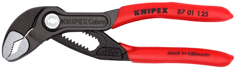 Knipex Cobra High-Tech Water Pump Pliers grey atramentized, with non-slip plastic coating 125 mm (self-service card/blister) 87 01 125 SB