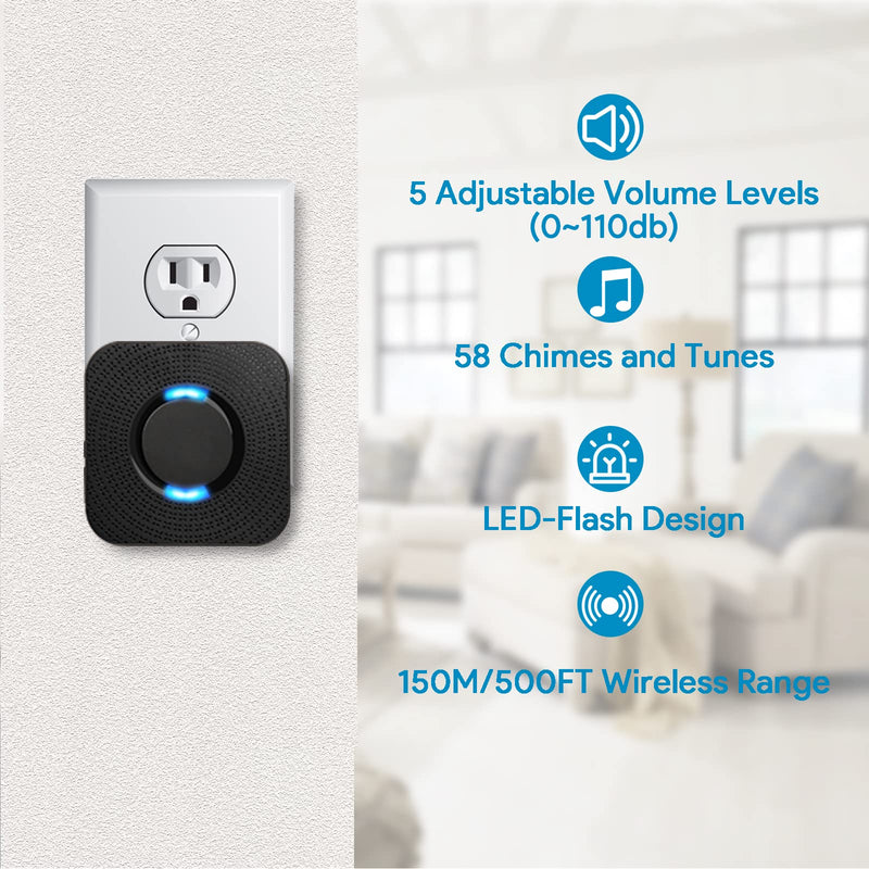 [Australia - AusPower] - Wireless Motion Sensor LED Light - Motion Detector Alarm Chimes Door Sensor with 500 FT Range Security Alert Monitor System for Home, Business, Store, Office, School A 1 Receiver+2 Sensors 