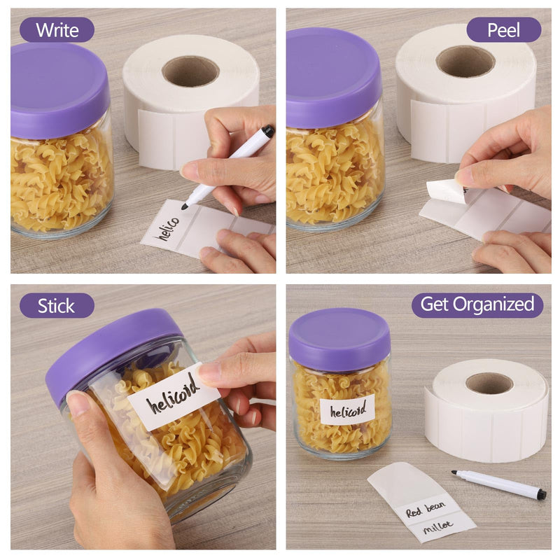 [Australia - AusPower] - 2000 Pcs White Labels Stickers to Write On 2 x 1 Inch, Waterproof and Oil Resistant Blank Barcode Labels for Food Containers Jars Pantry Organization 