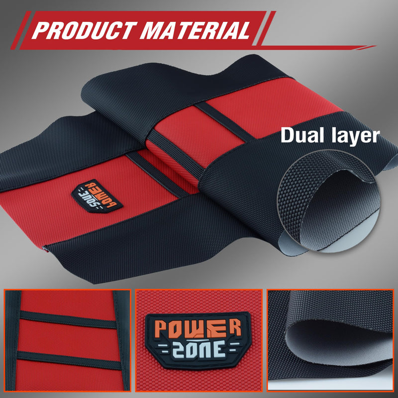 Gripper Rubber Dirt Bike Seat Cover - Universal Soft Seat Cover for Most Dirt Bike Motorcycle Red Black-Red