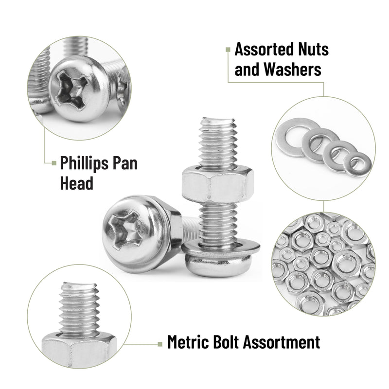 [Australia - AusPower] - Mr. Pen- Nuts and Bolts Assortment Kit, 550 pcs, Carbon Steel M3 M4 M5 Phillips Pan Head Assorted Nuts and Bolts, Machine Screw Assortment Kit with Clear Storage Box 
