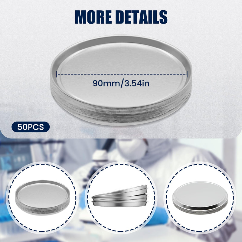 [Australia - AusPower] - 50 Pcs Aluminum Sample Pans 90mm Weight Scale Tray Disposable Round Lab Trays Fits Moisture Analyzer Laboratory Balance Dish Plate for Moisture Tester 