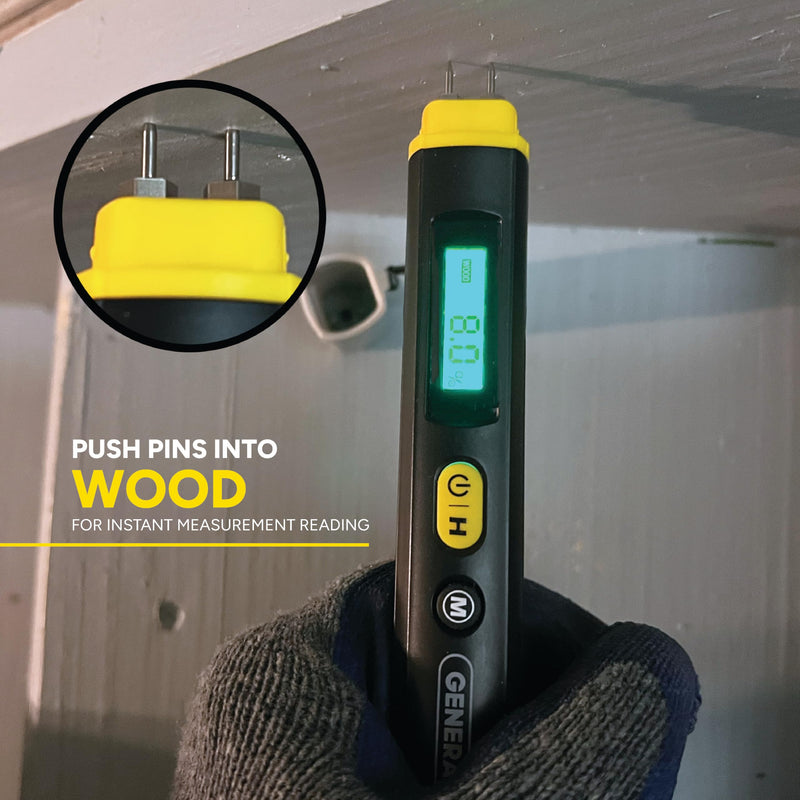 [Australia - AusPower] - General Tools Compact Digital Moisture Meter MMP100 – Pin-Style Tool Detects Moisture in Wood and Building Materials to Help Identify Targeted Moisture Levels and Prevent Water Damage 