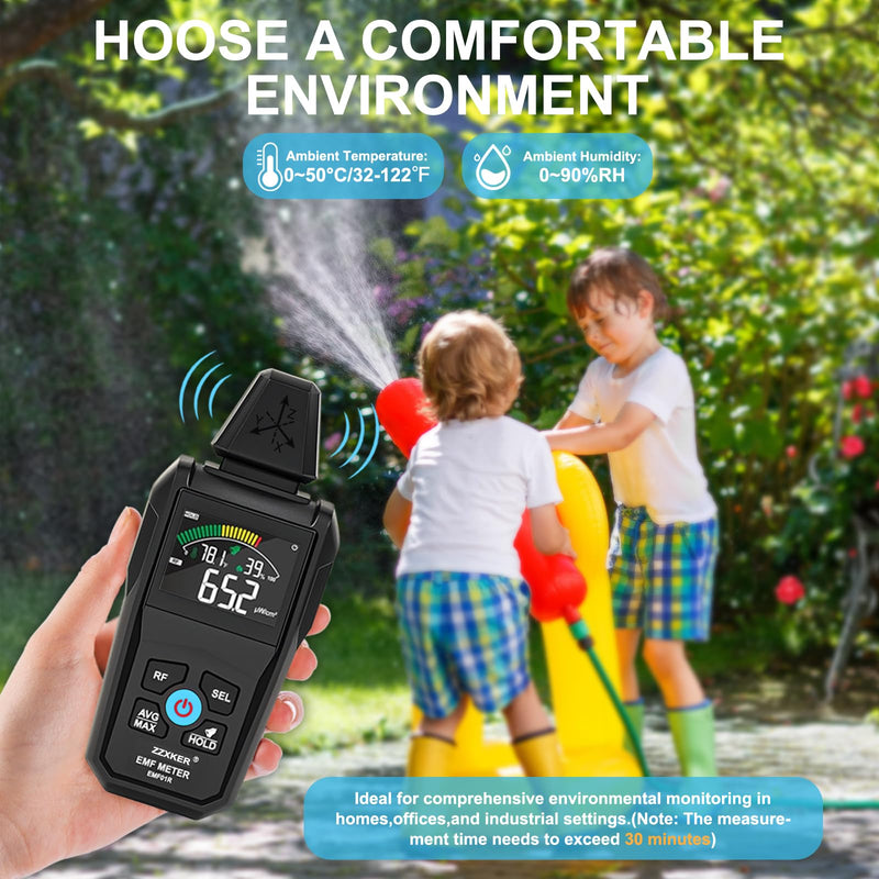 [Australia - AusPower] - EMF Meter Radiation Detector,5-in-1 EMF Detector,Magnetic Field & Radio Frequency Detector for EF MF RF Temperature Humidity,EMF Reader for Home,Office EMF Inspections and Ghost Hunting 