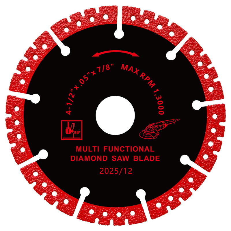 FOXBC 4-1/2 inch Diamond Multi-Purpose Saw Blades for Angle Grinder, Heavy Duty Cut-Off Disc for Metal, Plastic, Porcelain, Ceramic, Marble, Stone - 3 Pack