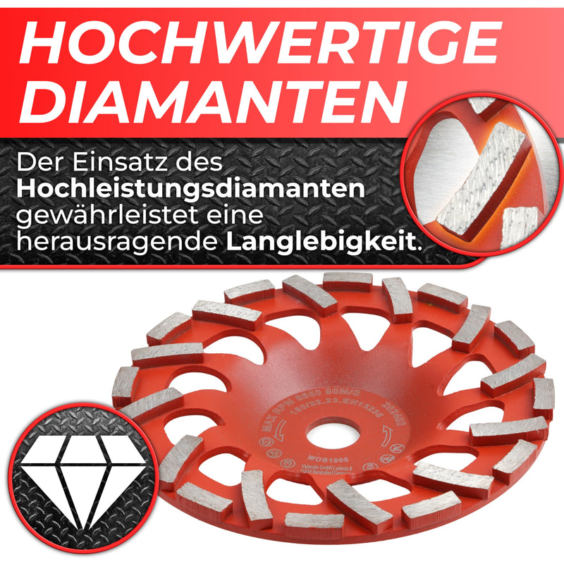 Woltersberger Professional Diamond Cup Wheel 180 mm x 22.23 mm Sanding Disc for Sanding Work with Concrete and Hard Building Materials Granite Natural Stone Screed Plaster Marble Brand Quality