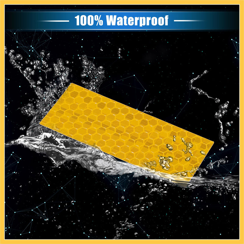 20 Pcs Reflective Stickers, 3.11"x1.18" Rectangle Shape Safety Tape Reflector Universal for Cars Trucks Trailers Waterproof PET Yellow Auto Replacement Parts