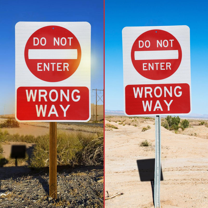 Blulu 1 Pcs 24" x 18" Do Not Enter Wrong Way Metal Sign 80 Mil Aluminum Laminated Intensity Grade Reflective Rust Free Weatherproof Signage Do Not Enter Sign Outdoor for Road Traffic Safety Warning