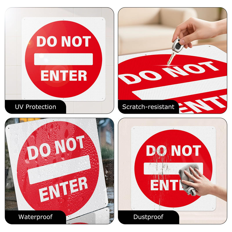 Do Not Enter Sign 24 x 24 Inch Large Reflective Aluminum Street Road Sign Waterproof Fade Resistant Rust Free Warning Safety Signs for Driveways Outdoor Traffic Red