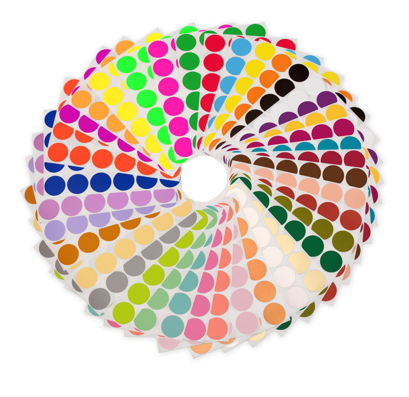 ChromaLabel 3/4 Inch Circle Sticker Labels, Easy to Write On Round Sticker Label, High Visibility Permanent Adhesive Labels - 38 Assorted Colors Sticky Dots 3/4" Diameter