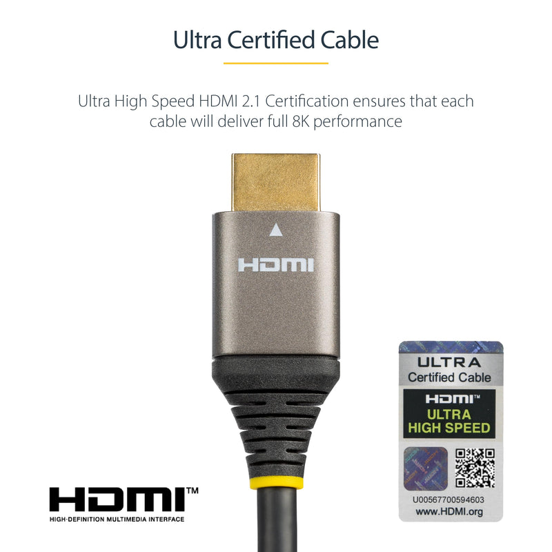 StarTech.com 10FT/3M HDMI 2.1 Cable 8K - Certified Ultra HIGH Speed HDMI Cable 48GBPS - 8K 60 10 ft