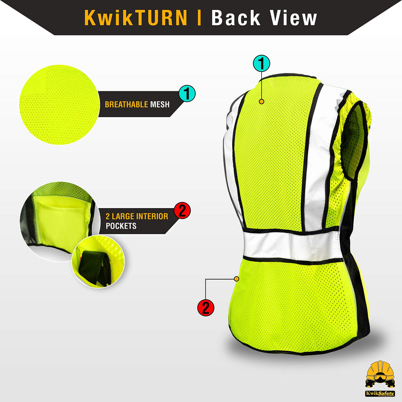 KwikSafety - Charlotte, NC - RoadBOSS Economy & Premium Safety Vest for Women [SNUG-FIT] Class 2 ANSI Tested OSHA 1 Pack Medium Yellow