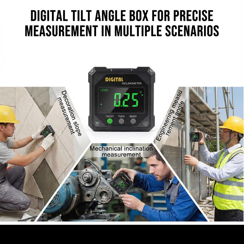 Digital Protractor, LCD Protractor, Inclinometer, Inclinometer, Protractor with Magnetic Base, Level Box Angle Measuring Device, Digital Spirit Level with LCD Display