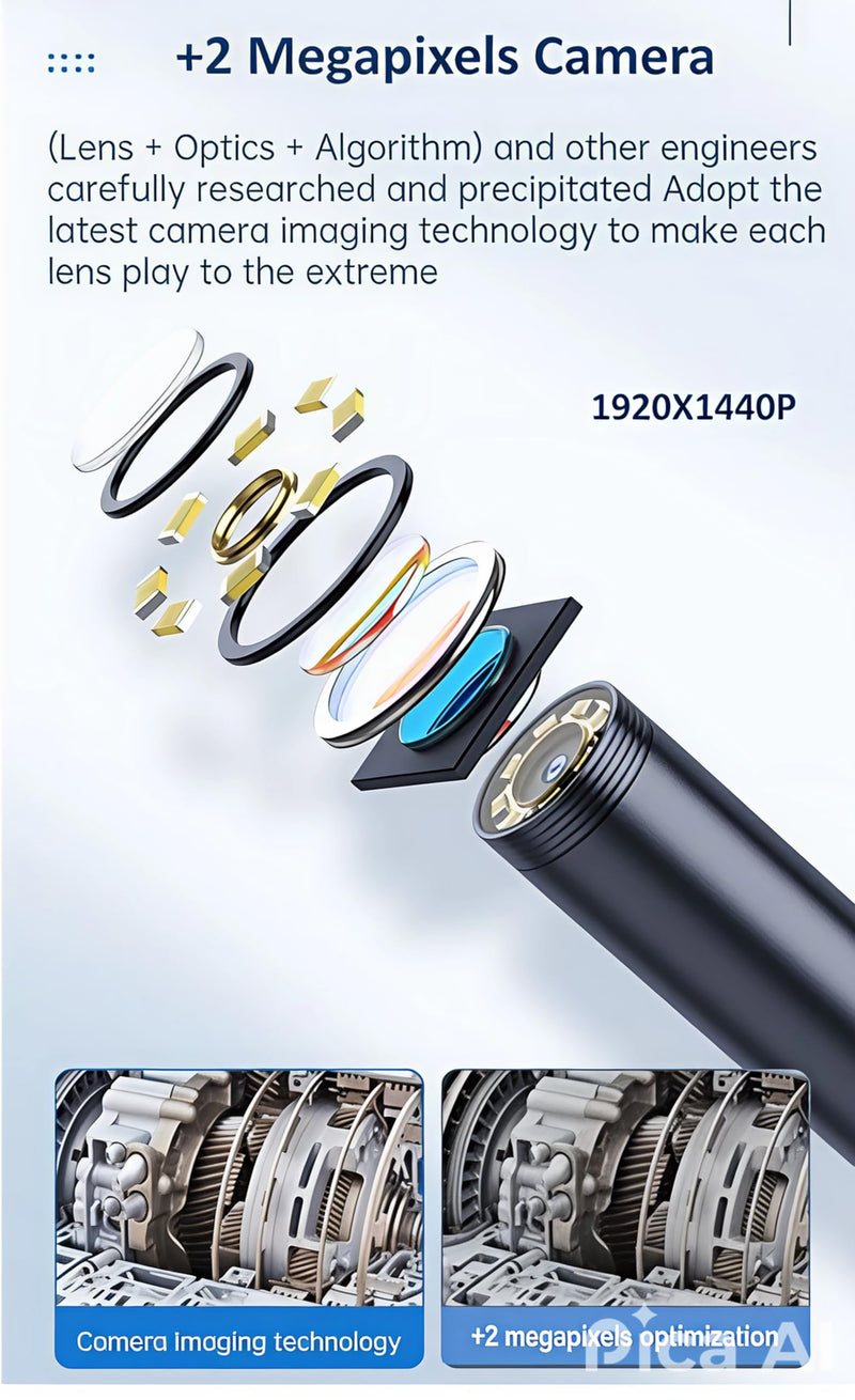 [Australia - AusPower] - 1920P HD 9.84FT Endoscope Camera with Light, USB Type C Borescope, Pipe Semi-Rigid Snake Cable, Scope Camera with 8 LED Lights for Android and iOS Smartphones, iPhone, iPad, Samsung. KEEMIKA Single-Lens 9.84FT 