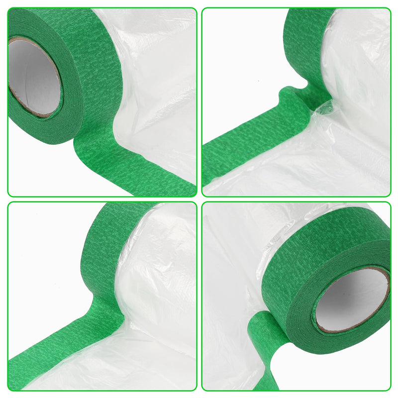 Pre-Taped Masking Film Plastic Cover PE Film Natural Fiber Material 1 Pc 1200x240cm / 39.37ftx94.49" White Dark Green 39.37FT x 94.49"