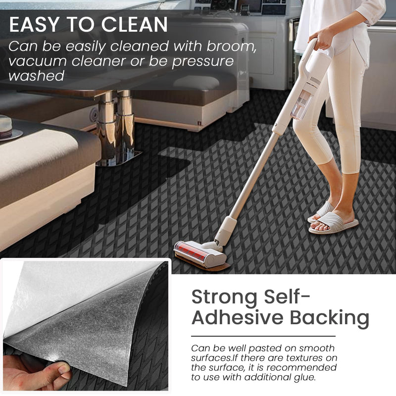 KXKZREN Camo Boat Flooring EVA Foam 47.2"/23.6"x94.4" Self-Adhesive Camouflage Decking Floor Sheet Marine Traction Pad Boat Mat for Kayak Yacht Fishing Cooler Top Dark Grey 11.8 x 94.4 inch, 7.75 sq.ft