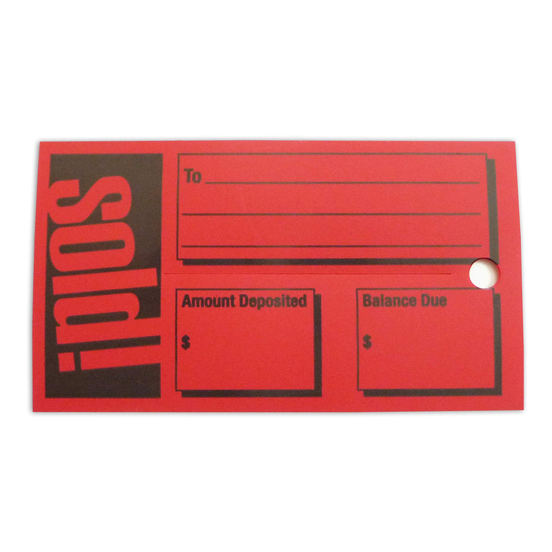 Sold Tags - Heavy Duty Weatherproof - Pack of 100 Red Vinyl Waterproof Sold Tags