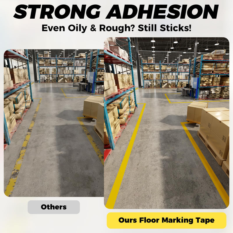 SWRT 2" x 110FT Yellow Floor Marking Tape and Dance Splicing Tape, Caution Gym Floor Tape Warning Safety Stripe Tape for Floor Marking, Athletics, School, Restaurants, Equipment and More