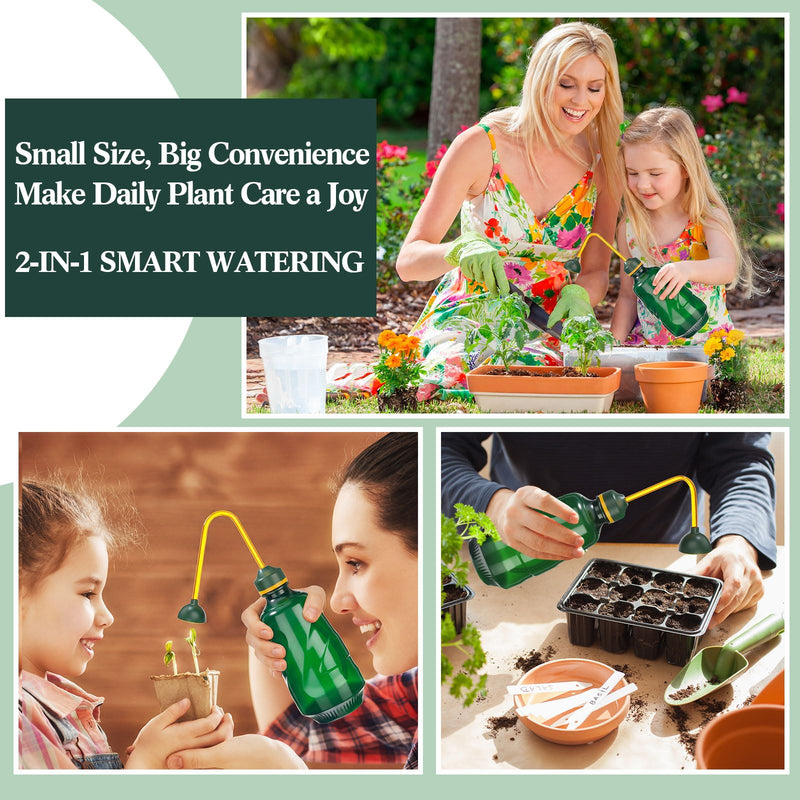 [Australia - AusPower] - Reallnaive 6 Pcs Indoor Watering Can Set 1/2 Gallon Can 6.8 oz Spray Bottle 17 oz Squeeze Bottle Plant Watering Globes Soil Moisture Meter Small Spraying Sets for Indoor Outdoor(Dark Green) Dark Green 