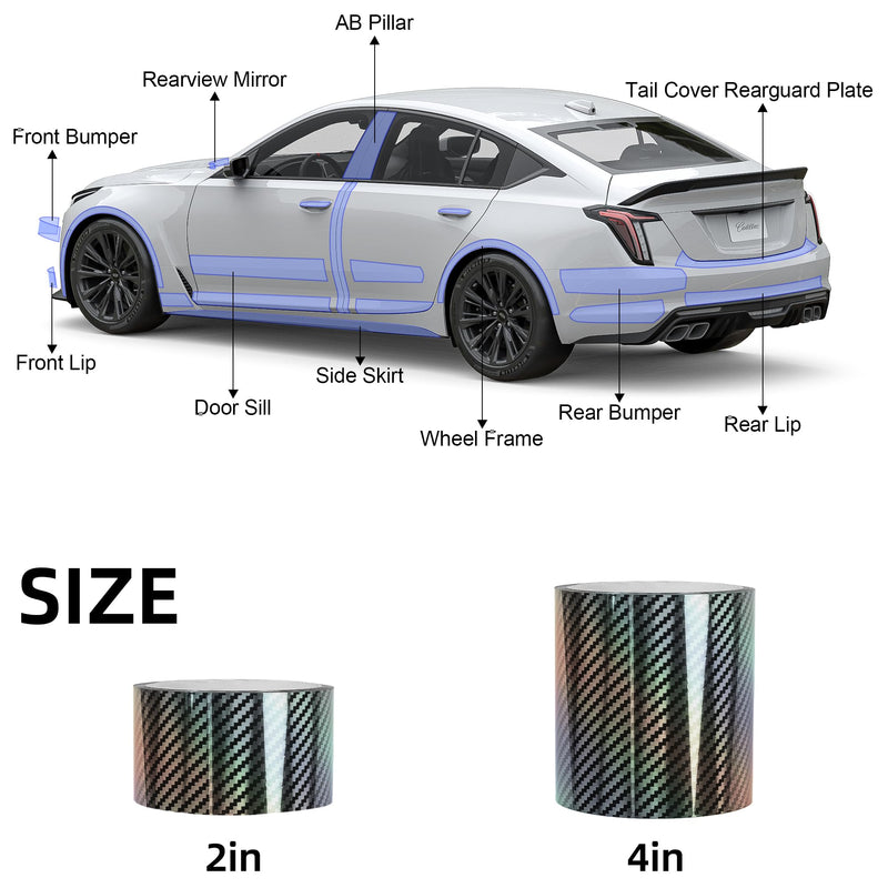 Lypumso 2D Carbon Fiber Vinyl Wrap, 2 Inch x 20ft Universal DIY Chrome Delete Tape Blackout Wrap Roll Car Window Trim Door Edge Guard Protection Tape Accessories with Free Tool Kit (Black) 2D Black