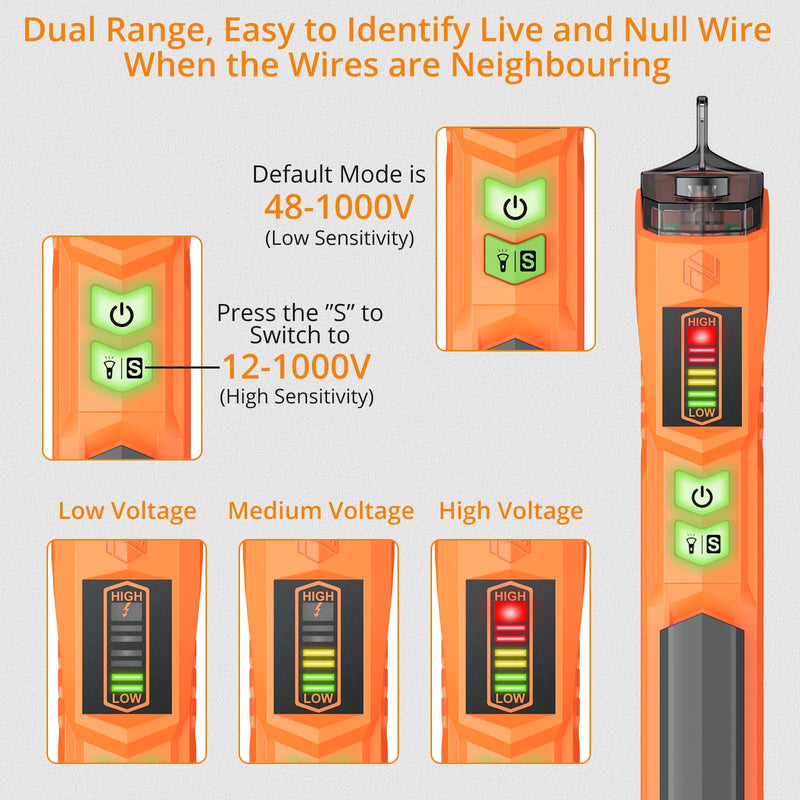 [Australia - AusPower] - Neoteck Electrical Safety Pro Kit: Auto Ranging Digital Multimeter & 12-1000V AC Voltage Tester with Continuity, Diode Test, LED Flashlight, Buzzer Alarm, Live/Null Wire Judgment 