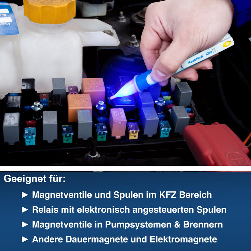 PeakTech P 1010 - Magnetic Field Tester with LED Torch - For Testing Relays, Solenoids, Injectors, Solenoid Valves and More - Includes Test Magnets and Batteries Single