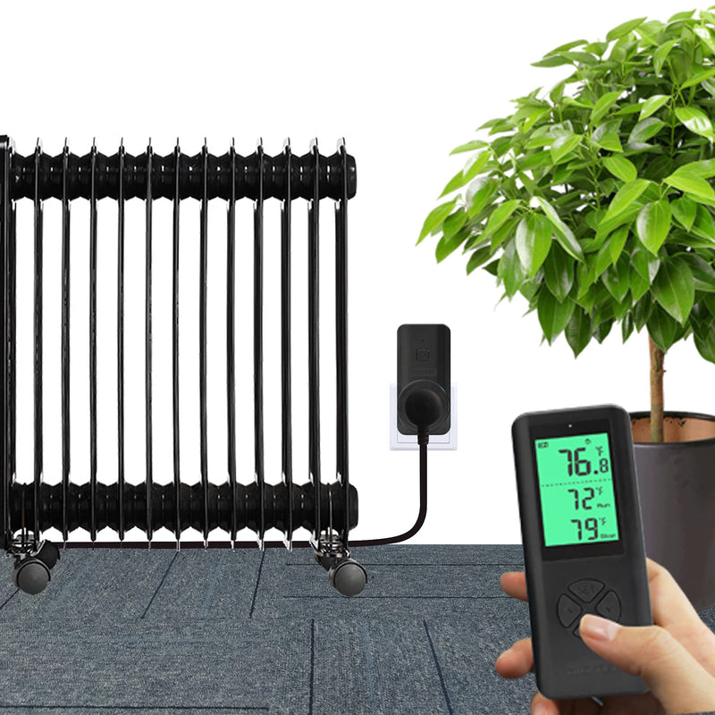 [Australia - AusPower] - DIGITEN Wireless Thermostat Plug-in Temperature Controller Outlet Remote Control Built in Temp Sensor Thermometer Heating Cooling Mode for Fan Heater Greenhouse Home Brew Reptile, Black 