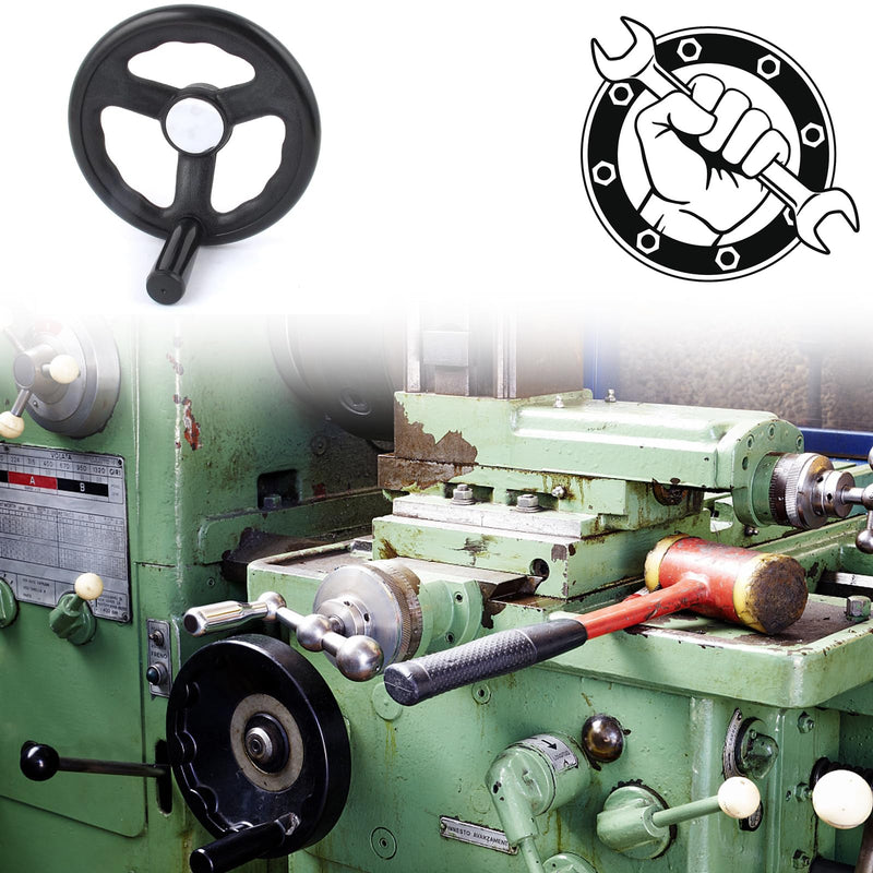 [Australia - AusPower] - 2 Pack 0.47x4inch Diameter Round Hand Wheel Three-Spoke W Revolving Knob Handle for Mill Drillpress Crank Lathe 