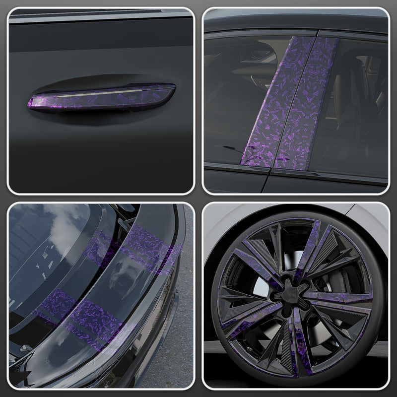 Lypumso Gloss Forged Carbon Fiber Vinyl Wrap Tape 6" x 20ft - with Tool Kit for Chrome Delete, Door Sill Protector, Car Trim Blackout DIY Auto Detailing (Purple) Purple 6inch x 20ft