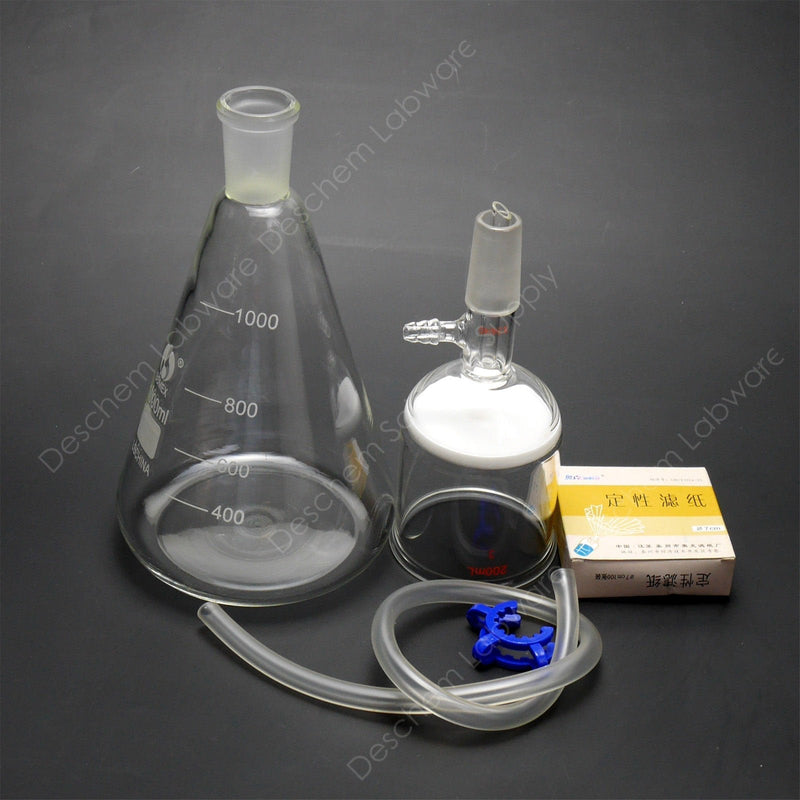 1000ml,Suction Filtration Device,200ml Buchner Funnel,1L Erlenmeyer Flask,70mm Filter Paper