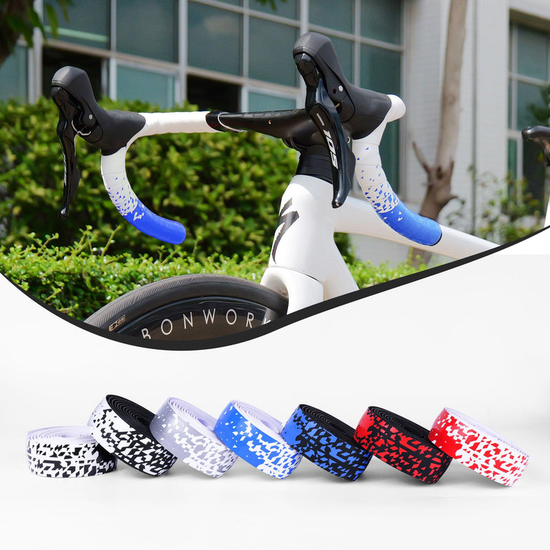 Handlebar Tape for Road Bike – 3mm Thick Shock-Absorbing Silicone Bar Tape – Anti-Slip, Sweat-Wicking, Lightweight – Includes Bar End Plugs & Finishing Tapes White to Black Set of 2
